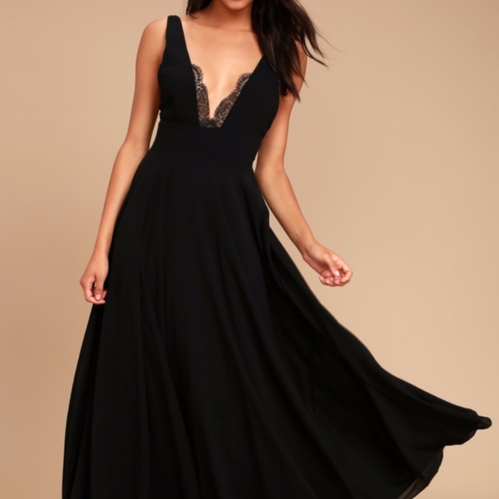 TRUE BLISS BLACK MAXI DRESS Lulu's